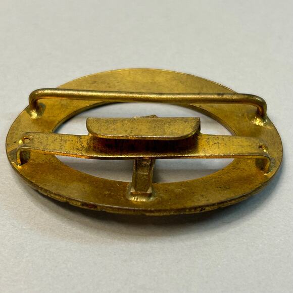 Vintage Champleve' Floral Enamel Brass Belt Buckle c 1920's - Picture 9 of 10